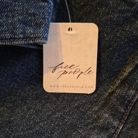 Free People Blue Denim Jean Jacket Size XL - Picture 6 of 8